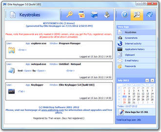 ضبط مخفیانه کارهای انجام شده با کامپیوتر Elite Keylogger ضبط مخفیانه کارهای انجام شده با کامپیوتر Elite Keylogger