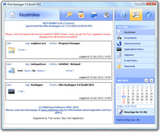 ضبط مخفیانه کارهای انجام شده با کامپیوتر Elite Keylogger