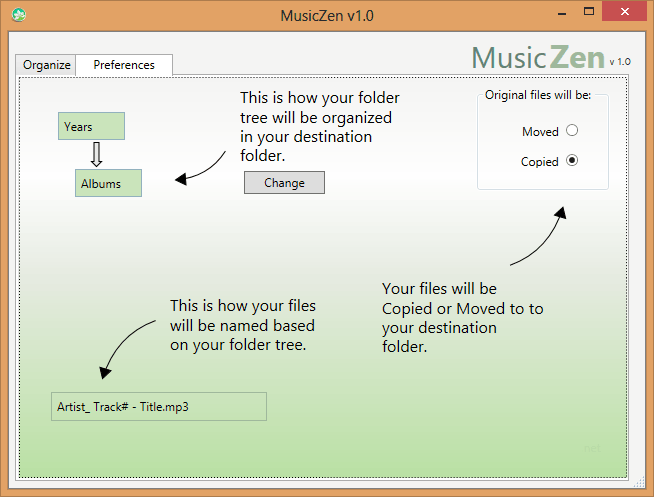MusicZen سازماندهی موزیک‌ها