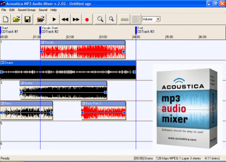ویرایش صوت Acoustica MP3 Audio Mixer