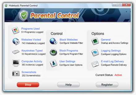 کنترل نامحسوس کامپیوتر Hidetools Parental Control